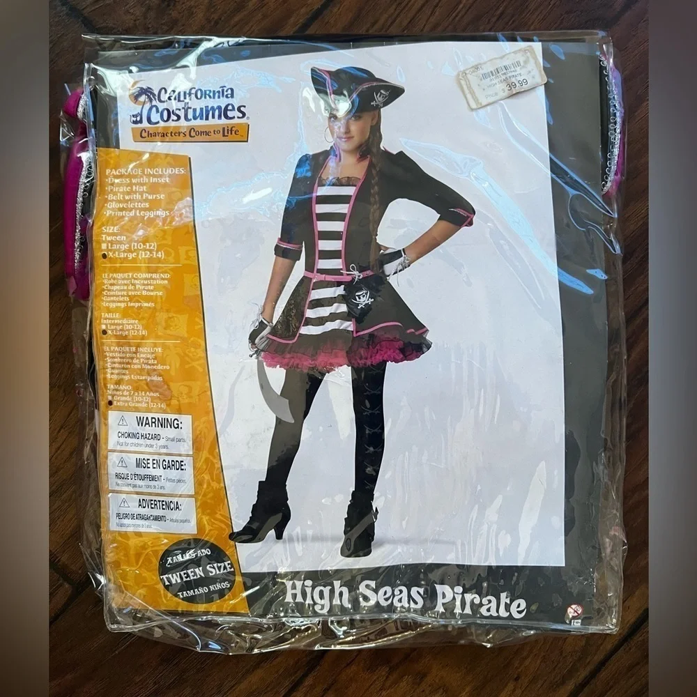 California Costumes - High Seas Pirate Juniors Tween size 12-14 years old